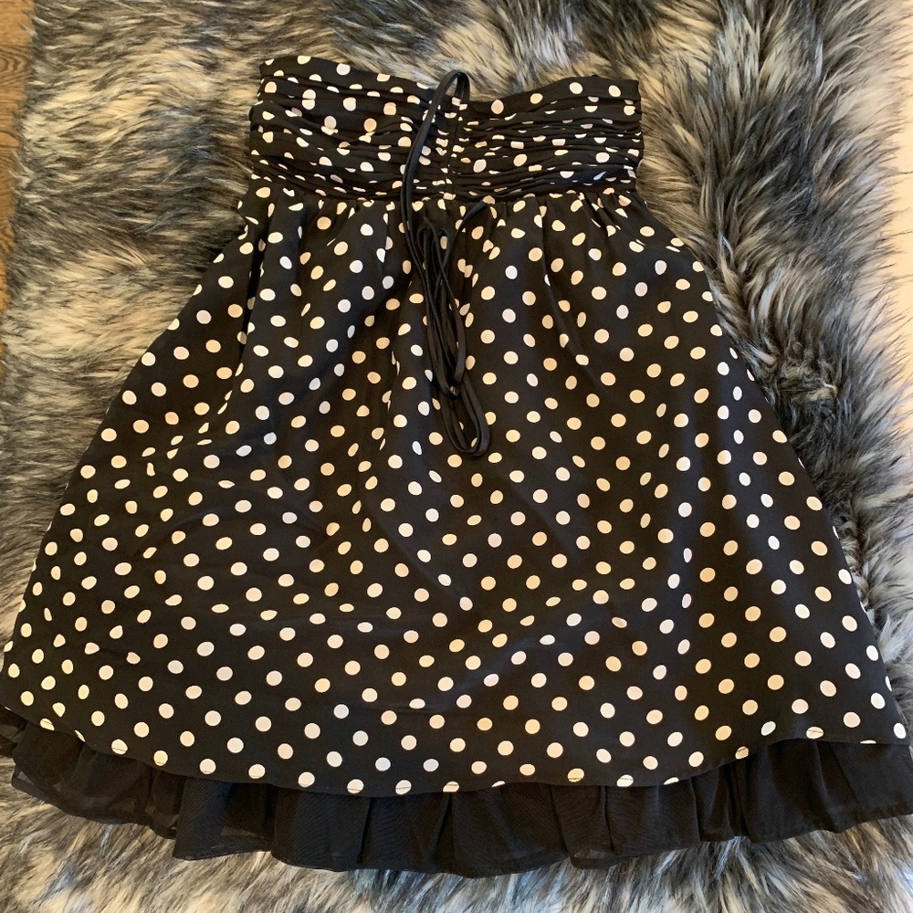 Alice + Olivia Black/White Polka Dot Dress